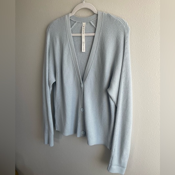 Lululemon Merino Wool- Blend Cradigan Powder Blue Color Size 10 - Picture 6 of 10